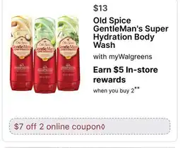 Walgreens Old Spice GentleMan's Super Hydration Body Wash offer