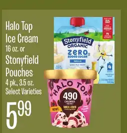 Jewel-Osco Halo Top Ice Cream 16 oz. or Stonyfield Pouches 4 pk., 3.5 oz offer