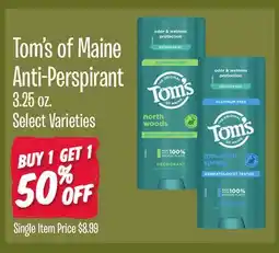 Jewel-Osco Tom's of Maine Anti-Perspirant offer