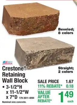 Menards Crestone Retaining Wall Block offer