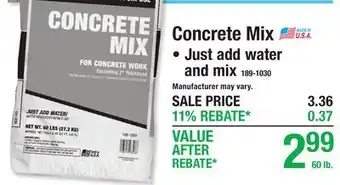 Menards Concrete Mix offer