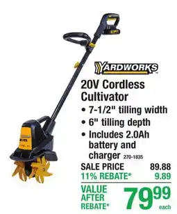 Menards 20V Cordless Cultivator offer