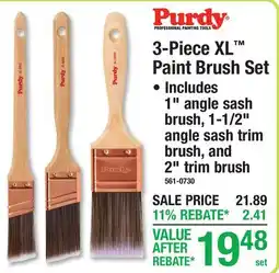 Menards 3-Piece XL Paint Brush Set offer