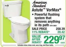 Menards American Standard Astute VorMax offer