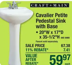 Menards CRAFT+MAIN Cavalier Petite Pedestal Sink with Base offer