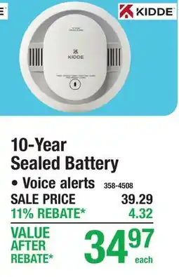 Menards Kidde 10-Year Sealed Battery offer