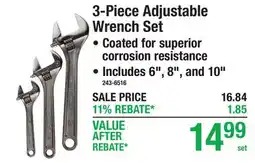 Menards 3-Piece Adjustable Wrench Set offer