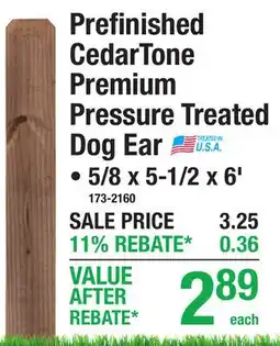 Menards Prefinished CedarTone Premium Pressure Treated Dog Ear WOOD PICKETS & PANELS offer