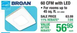 Menards BROAN 60 CFM with LED FANS offer