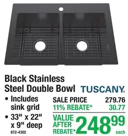 Menards TUSCANY Black Stainless Steel Double Bowl offer