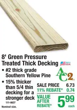 Menards 8' Green Pressure Treated Thick Decking offer