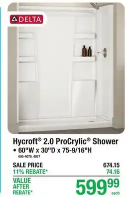 Menards Hycroft 2.0 ProCrylic Shower offer