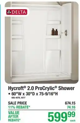 Menards Hycroft 2.0 ProCrylic Shower offer