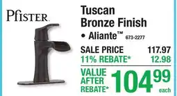 Menards Pfister Tuscan Bronze Finish Faucet offer