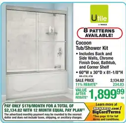 Menards Cocoon Tub/Shower Kit offer