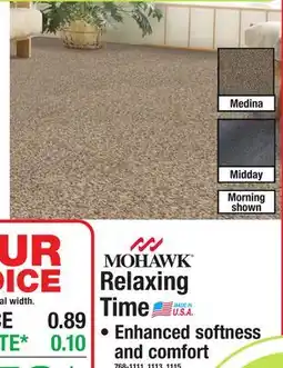 Menards Mohawk Relaxing Time Carpet offer