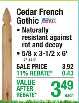 Menards Cedar French Gothic offer