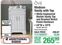 Menards Madison Vanity with Top offer