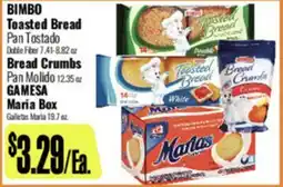 R Ranch Markets BIMBO Toasted Bread, Pan Tostado, BREAD CRUMBS, Galletas Maria offer