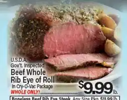Angelo Caputo's Fresh Market Beef Whole Rib Eye of Roll offer