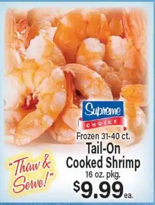 Angelo Caputo's Fresh Market Frozen 31-40 ct. Tail-On Cooked Shrimp offer