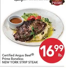 Pete's Fresh Market Certified Angus Beef Prime Boneless NEW YORK STRIP STEAK offer
