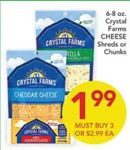Pete's Fresh Market 6-8 oz. Crystal Farms CHEESE Shreds or Chunks offer