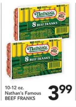 Pete's Fresh Market 10-12 oz. Nathan's Famous BEEF FRANKS offer