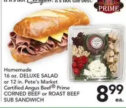 Pete's Fresh Market Pete's Market Certified Angus Beef Prime CORNED BEEF or ROAST BEEF SUB SANDWICH offer