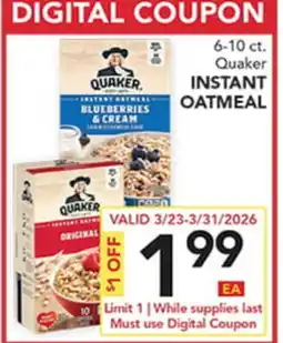 Pete's Fresh Market 6-10 ct. Quaker INSTANT OATMEAL offer