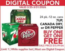 Pete's Fresh Market 7UP, CANADA DRY, or DR PEPPER offer