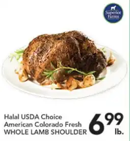 Pete's Fresh Market Halal USDA Choice American Colorado Fresh WHOLE LAMB SHOULDERS offer
