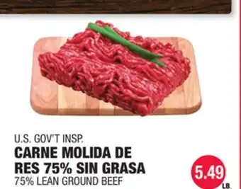 Carnicerias Jimenez U.S. GOV'T INSP. CARNE MOLIDA DE RES 75% SIN GRASA offer