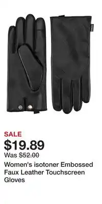 Kohl's Women's isotoner Embossed Faux Leather Touchscreen Gloves offer