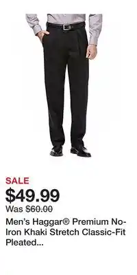 Kohl's Men's Haggar Premium No-Iron Khaki Stretch Classic-Fit Pleated Expandable Waist Pants offer