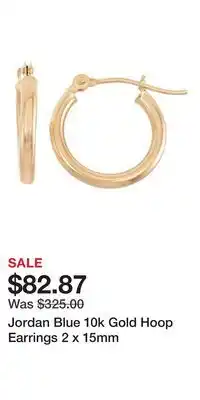 Kohl's Jordan Blue 10k Gold Hoop Earrings 2 x 15mm offer