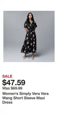 Kohl's Women's Simply Vera Vera Wang Short Sleeve Maxi Dress offer