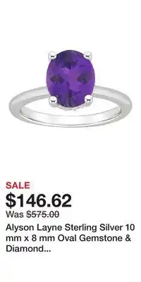Kohl's Alyson Layne Sterling Silver 10 mm x 8 mm Oval Gemstone & Diamond Accent Ring offer