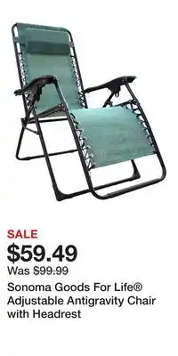 Kohl's Sonoma Goods For Life Adjustable Antigravity Chair with Headrest offer