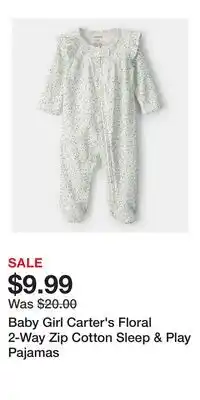 Kohl's Baby Girl Carter's Floral 2-Way Zip Cotton Sleep & Play Pajamas offer
