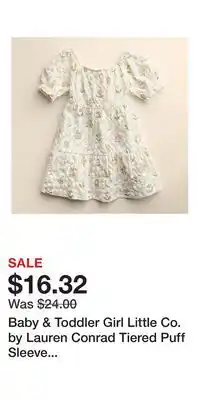 Kohl's Baby & Toddler Girl Little Co. by Lauren Conrad Tiered Puff Sleeve Dress offer