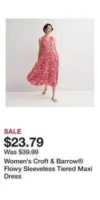 Kohl's Women's Croft & Barrow Flowy Sleeveless Tiered Maxi Dress offer