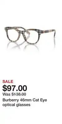 Nordstrom Burberry 46mm Cat Eye optical glasses offer