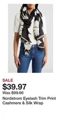 Nordstrom Nordstrom Eyelash Trim Print Cashmere & Silk Wrap offer