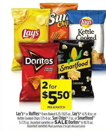 Dollar General Lay's® Or Ruffles® Oven Baked, Lay's Or Kettle Cooked Chips, Sun Chips® Or Smartfood® Or Doritos® offer
