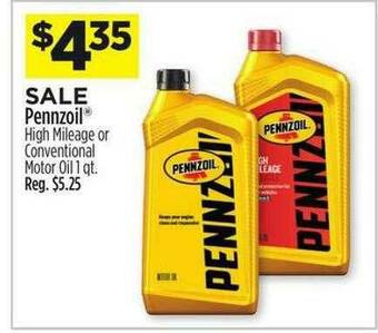 Dollar General Pennzoil® High Mileage Or Conventional Motor Oil offer