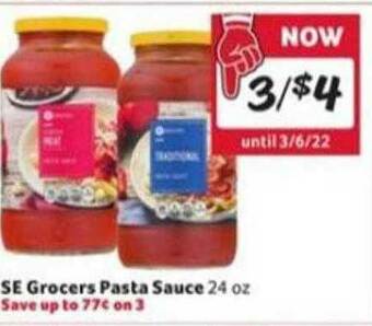 Winn Dixie SE Grocers Pasta Sauce offer