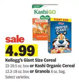 Meijer Kellogg's Giant Size Cereal offer