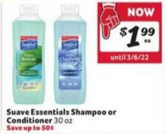 Winn Dixie Suave Essentials Shampoo Or Conditioner offer