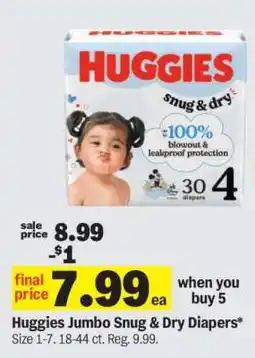 Meijer Huggies Jumbo Snug & Dry Diapers offer